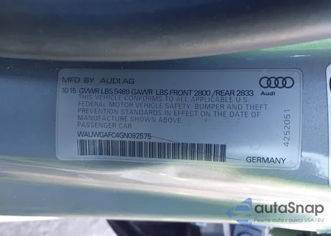 2016 Audi A7 3.0T Premium Plus from USA, damaged, VIN WAUWGAFC4GN092575